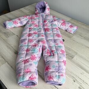 Spyder Infant Snowflake Print Sherpa Hooded Snowsuit One Piece 18M‎ Pink
